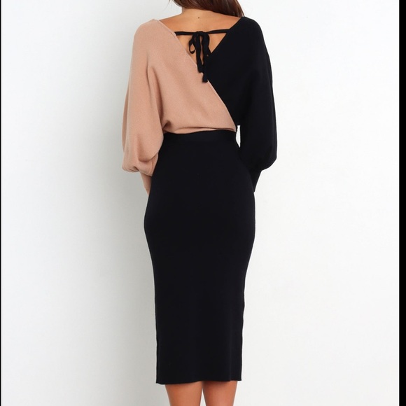 Black and Tan Sweater Dress - Picture 3 of 7